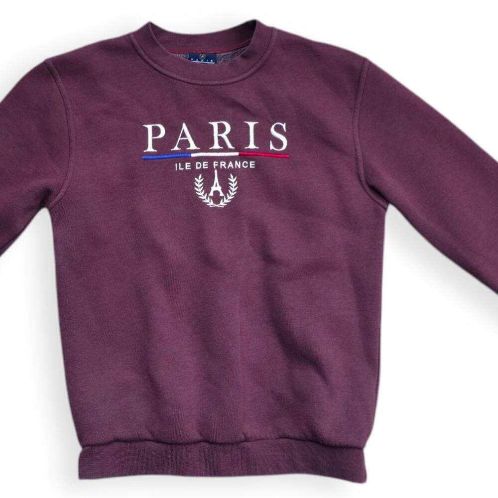 Paris Tour D'Or Ile De France Maroon Pullover Crewneck Sweatshirt Women Sz M - Picture 6 of 13